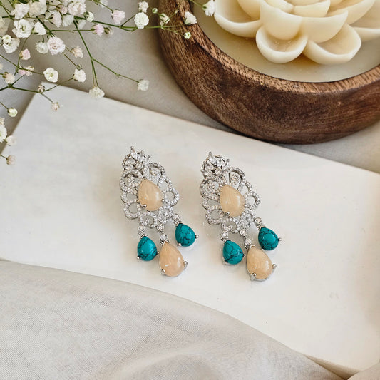 Turquoise and peach drop earrings