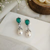 Emerald with pearl drop earing
