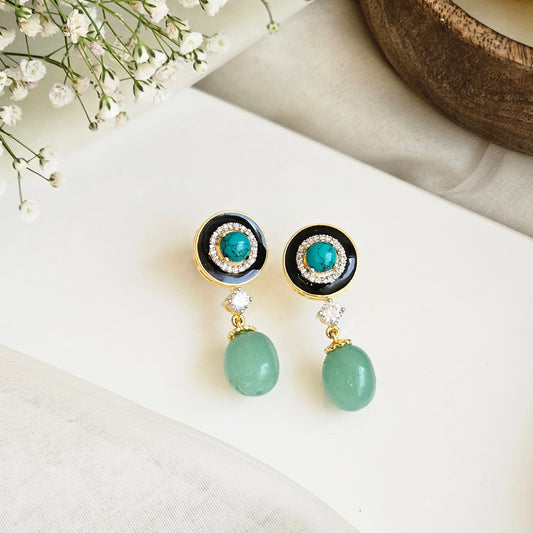 Black enamel turquoise earrings