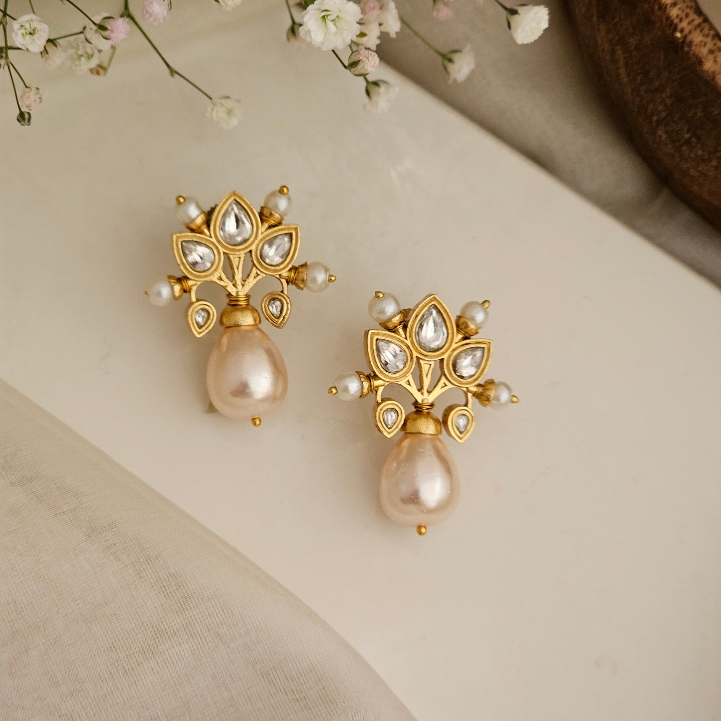 Kundan patti earrings gold plated