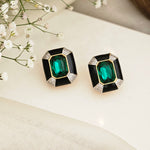 Ebony Rectangle Black Enamel Studs