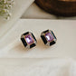 Ebony Rectangle Black Enamel Studs