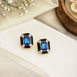 Ebony Rectangle Black Enamel Studs