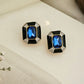 Ebony Rectangle Black Enamel Studs