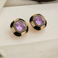 Purple cushion cut earrings