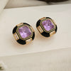 Purple cushion cut earrings
