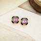 Purple cushion cut earrings