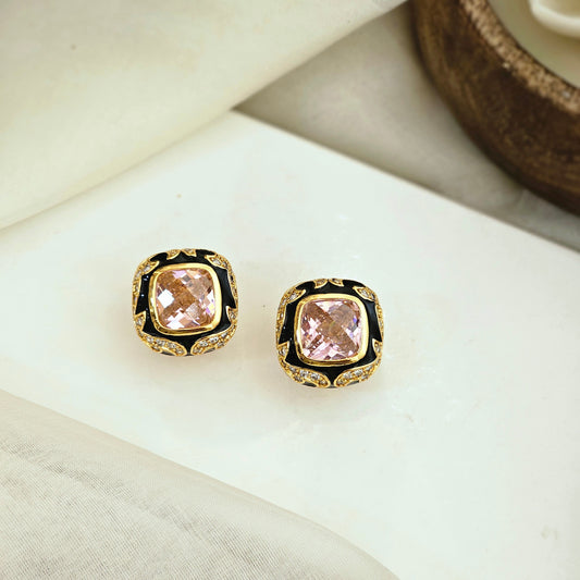 Pink Enamel Earrings