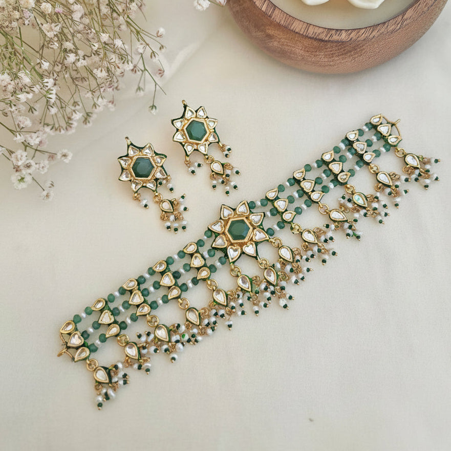 Emerald chokhar set