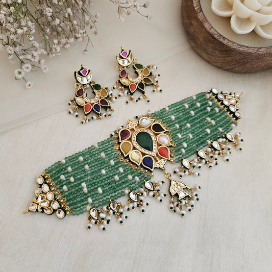Navratna chokhar set with earrings