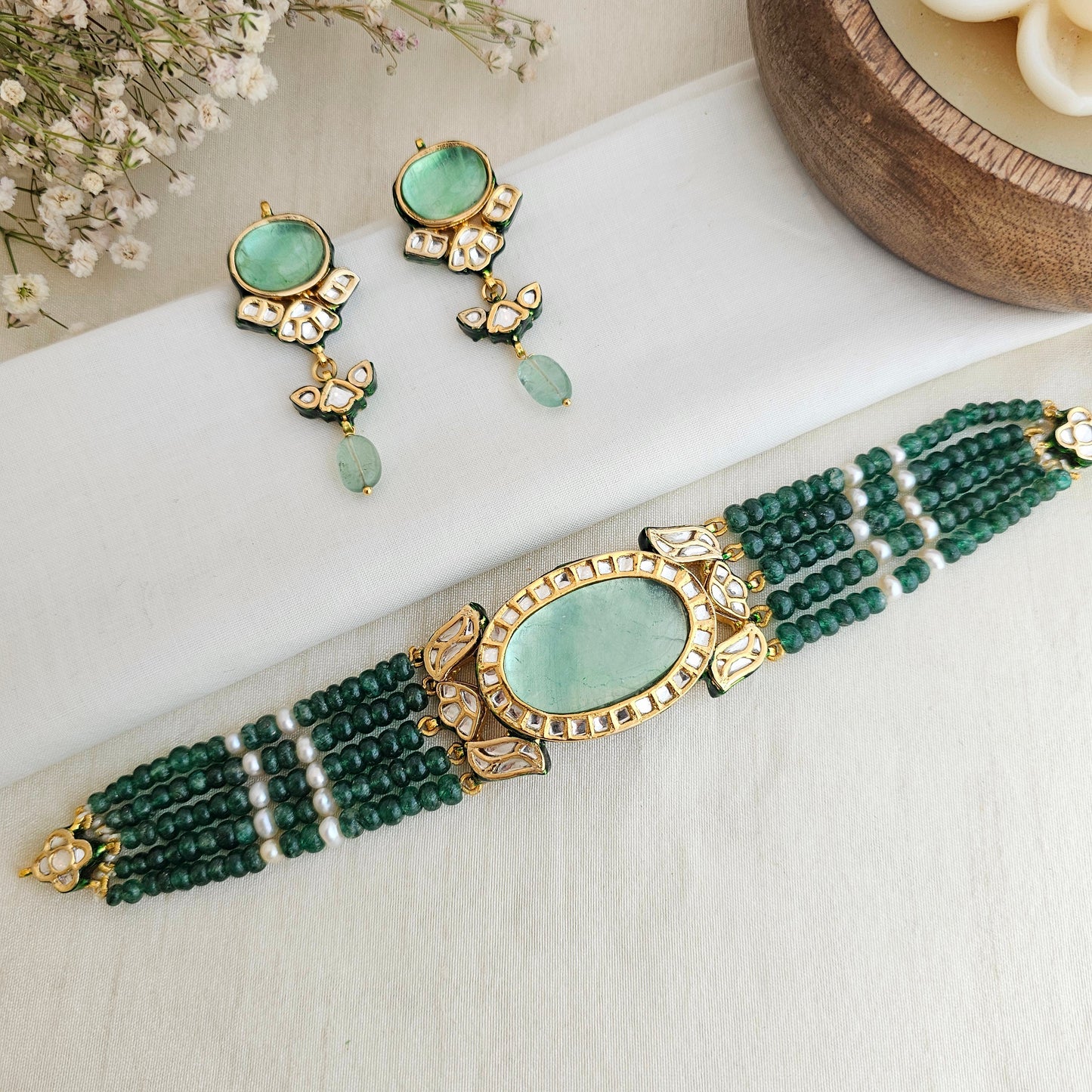 Mint fluorite chokhar set