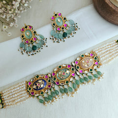 Meenakari navratna chokhar set