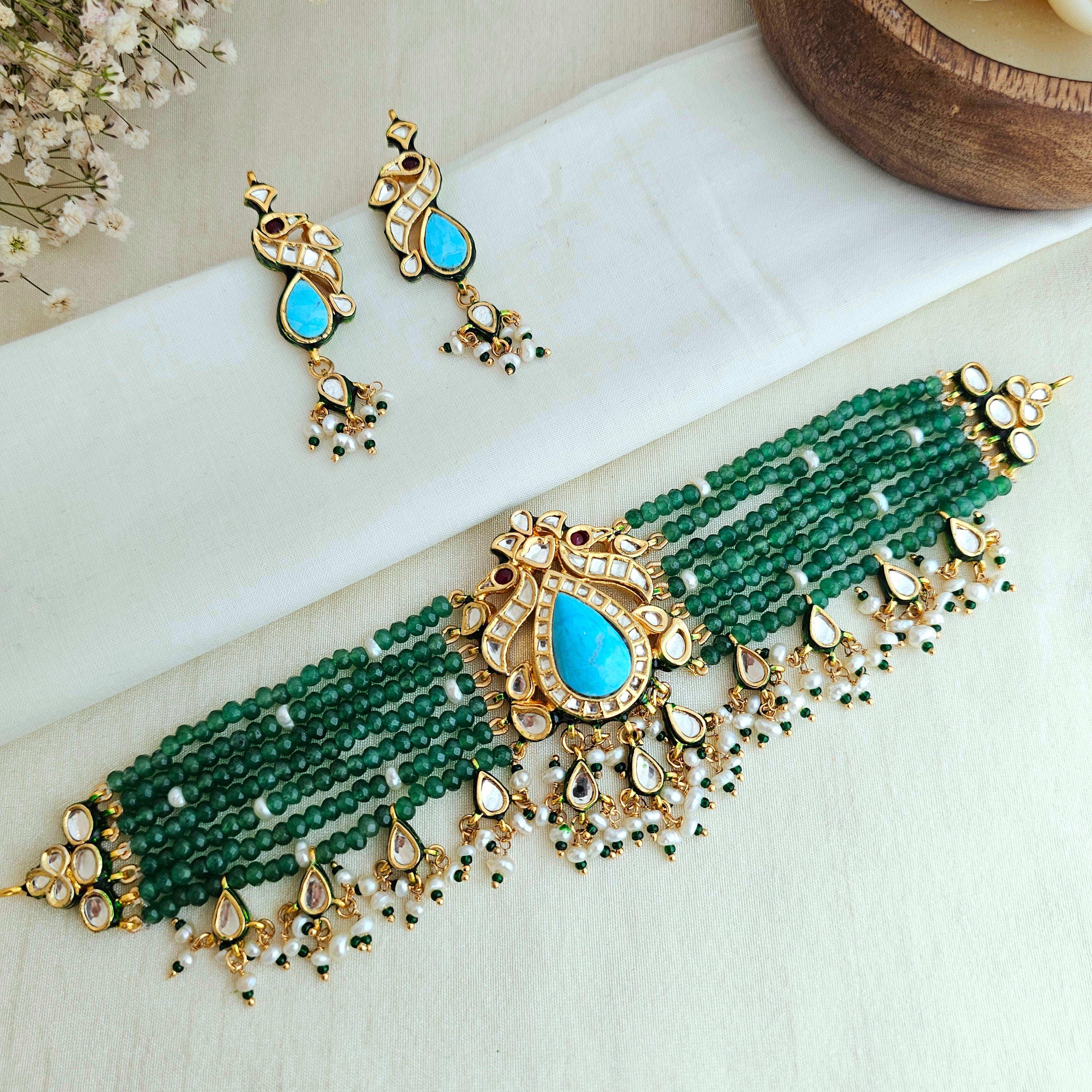 Mayur firoza chokhar set – RASA JEWELS