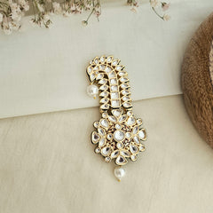 All white kundan small kalgi