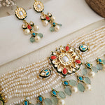Coral and firoza choker set