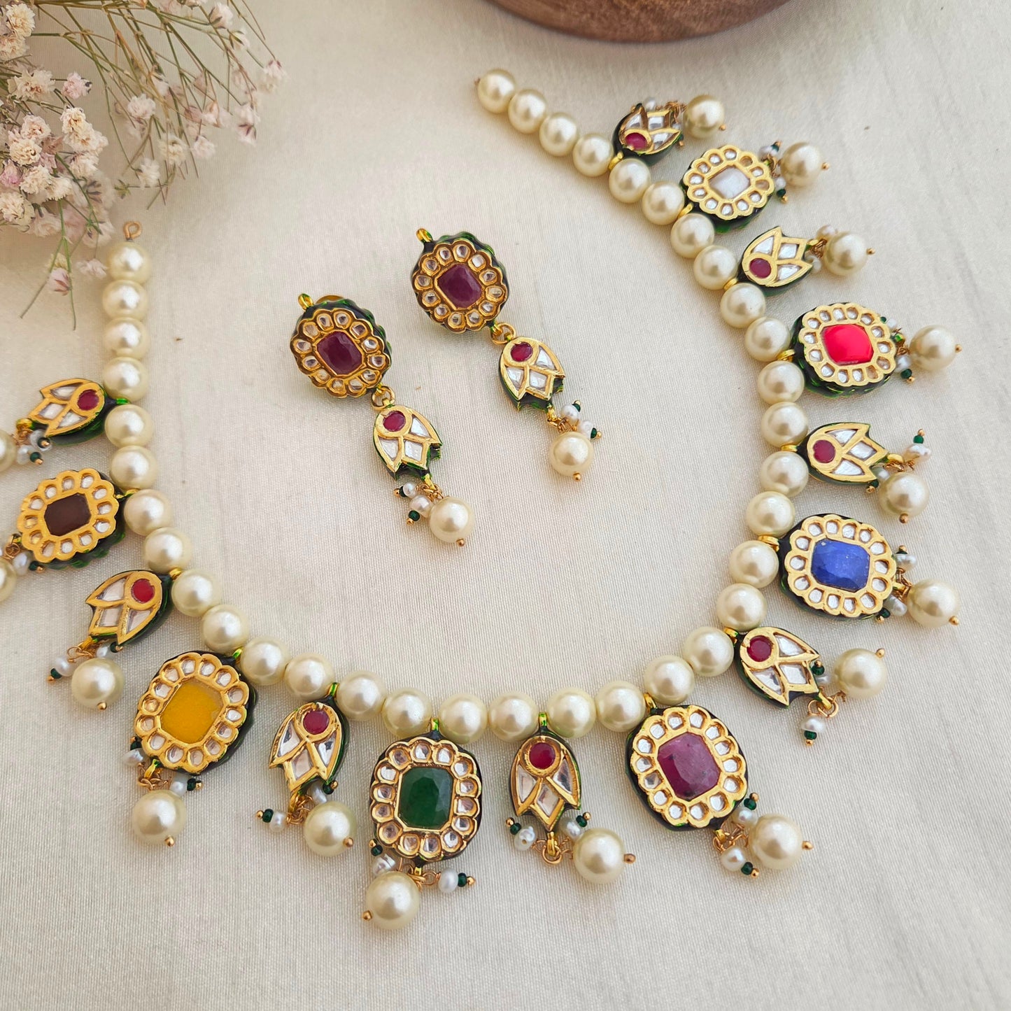 Navratna pearl necklace