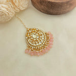 Light pink beaded maang tikka