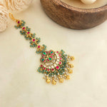 Green beaded kundan tikka