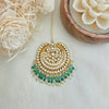Kundan and emerald droplets maang tikka
