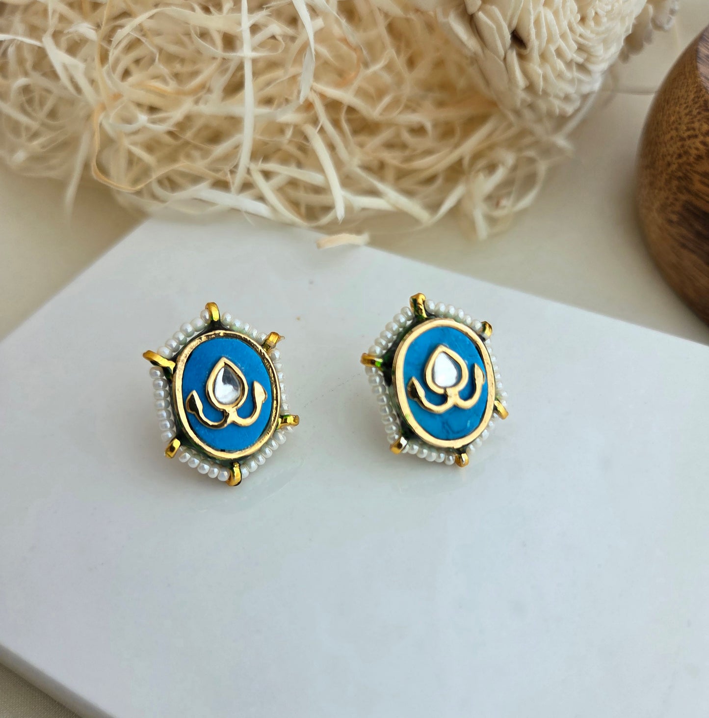 Kundan firoza studs