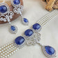 Blue sapphire and pearl choker set
