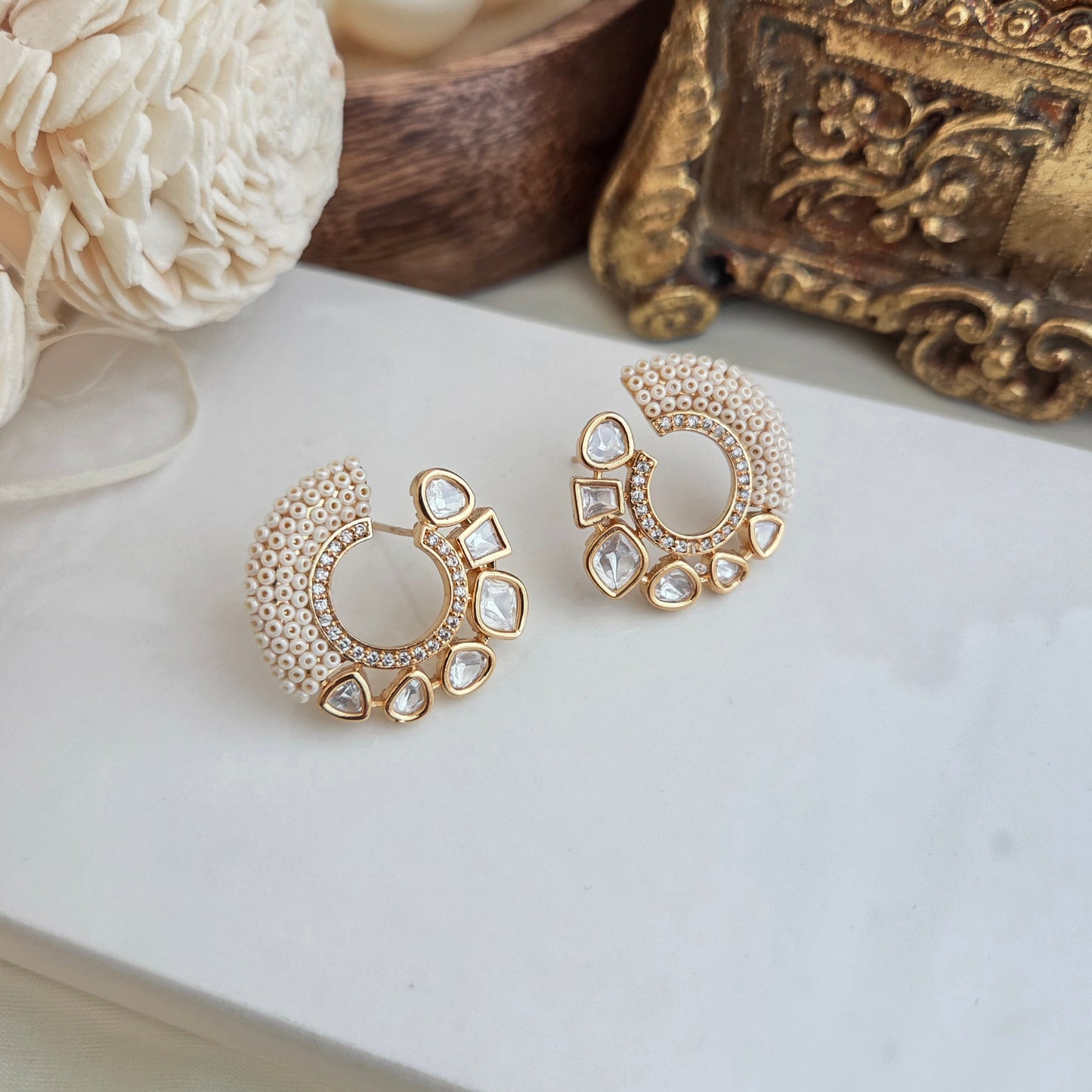 Kundan nad pearl beaded studs