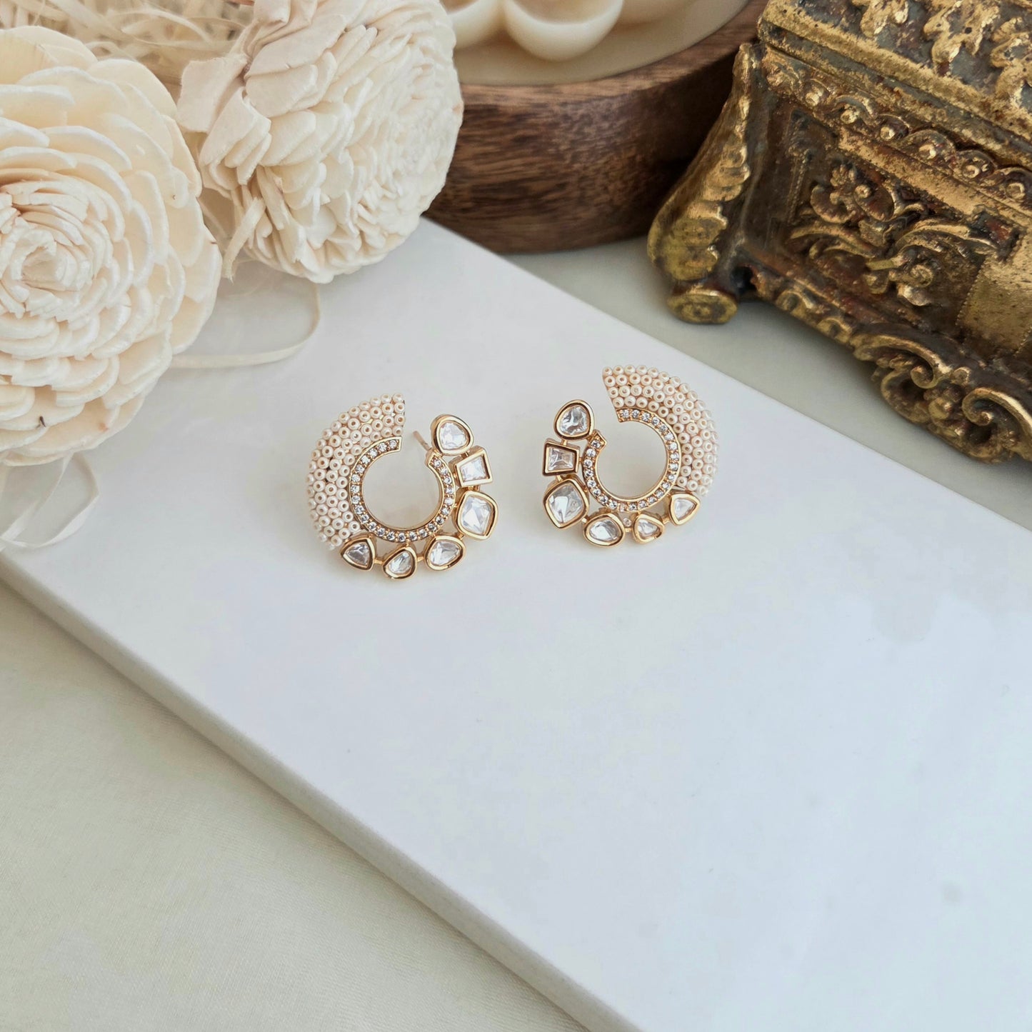 Kundan nad pearl beaded studs