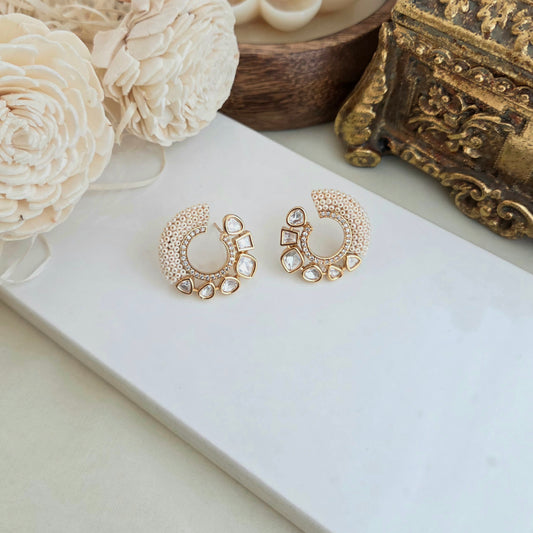 Kundan nad pearl beaded studs