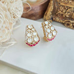 Ruby and diamond polki hoops