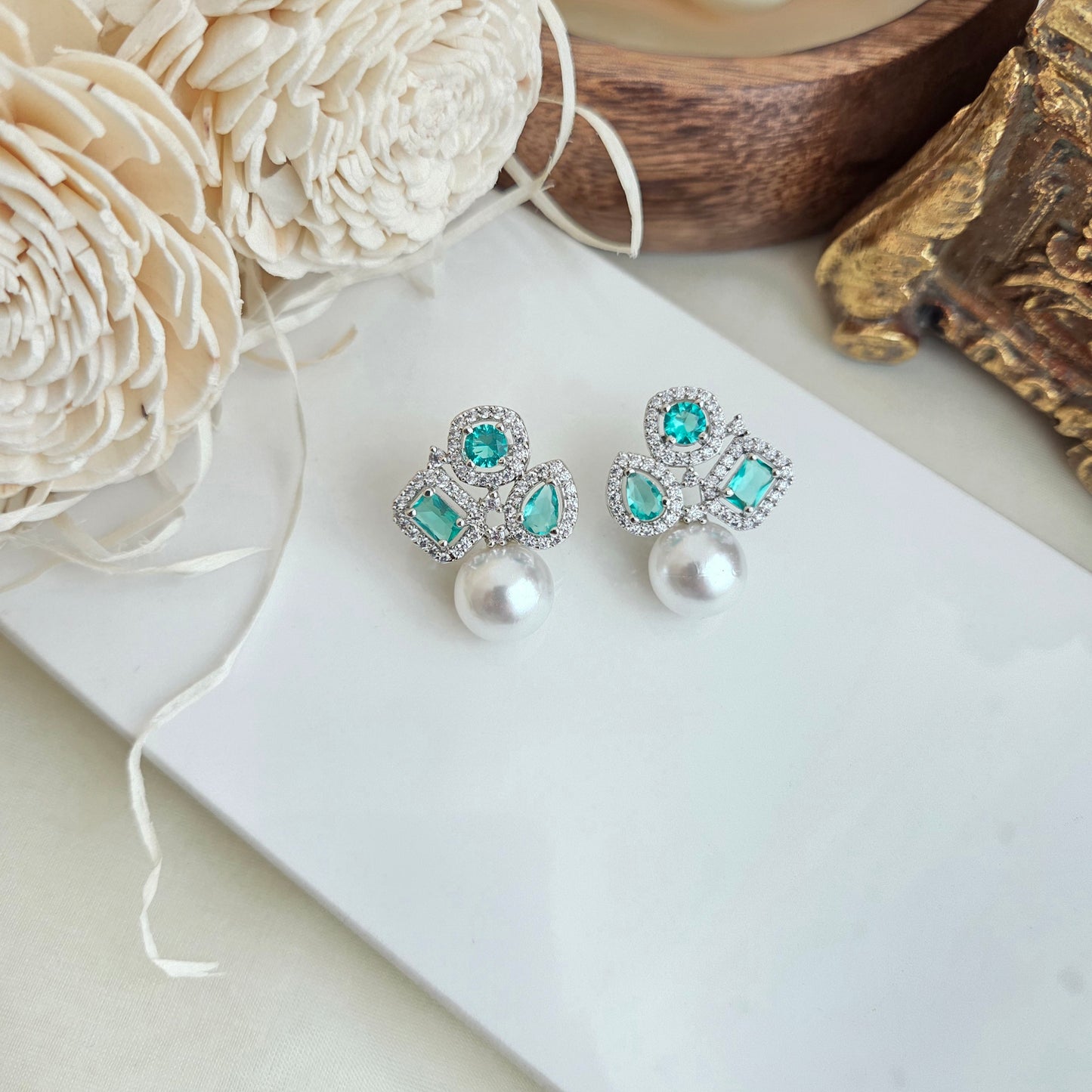 Paraiba pearl drop  earrings