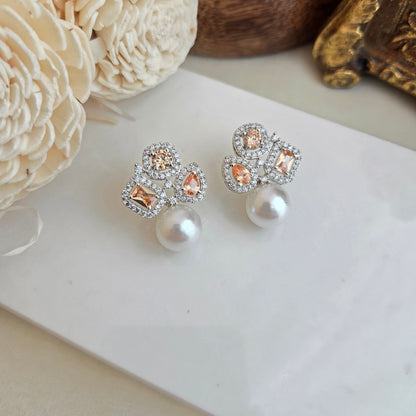 Champagne pearl drop earings