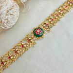 Antique gold finish emerald stone headband