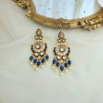 Blue kundan danglers