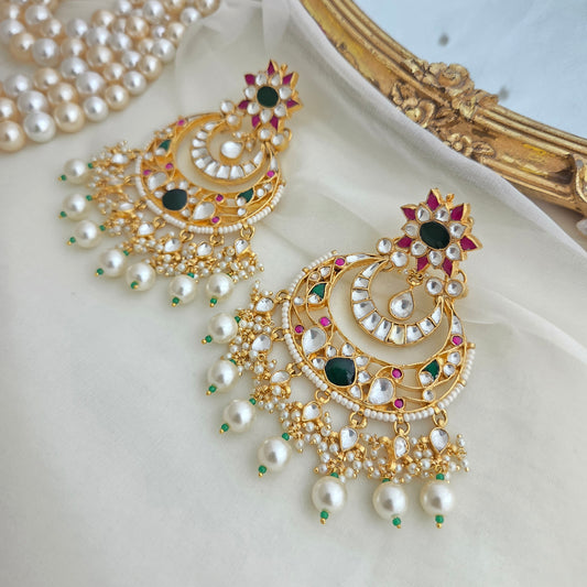 Jadau pachi kundan chandbali
