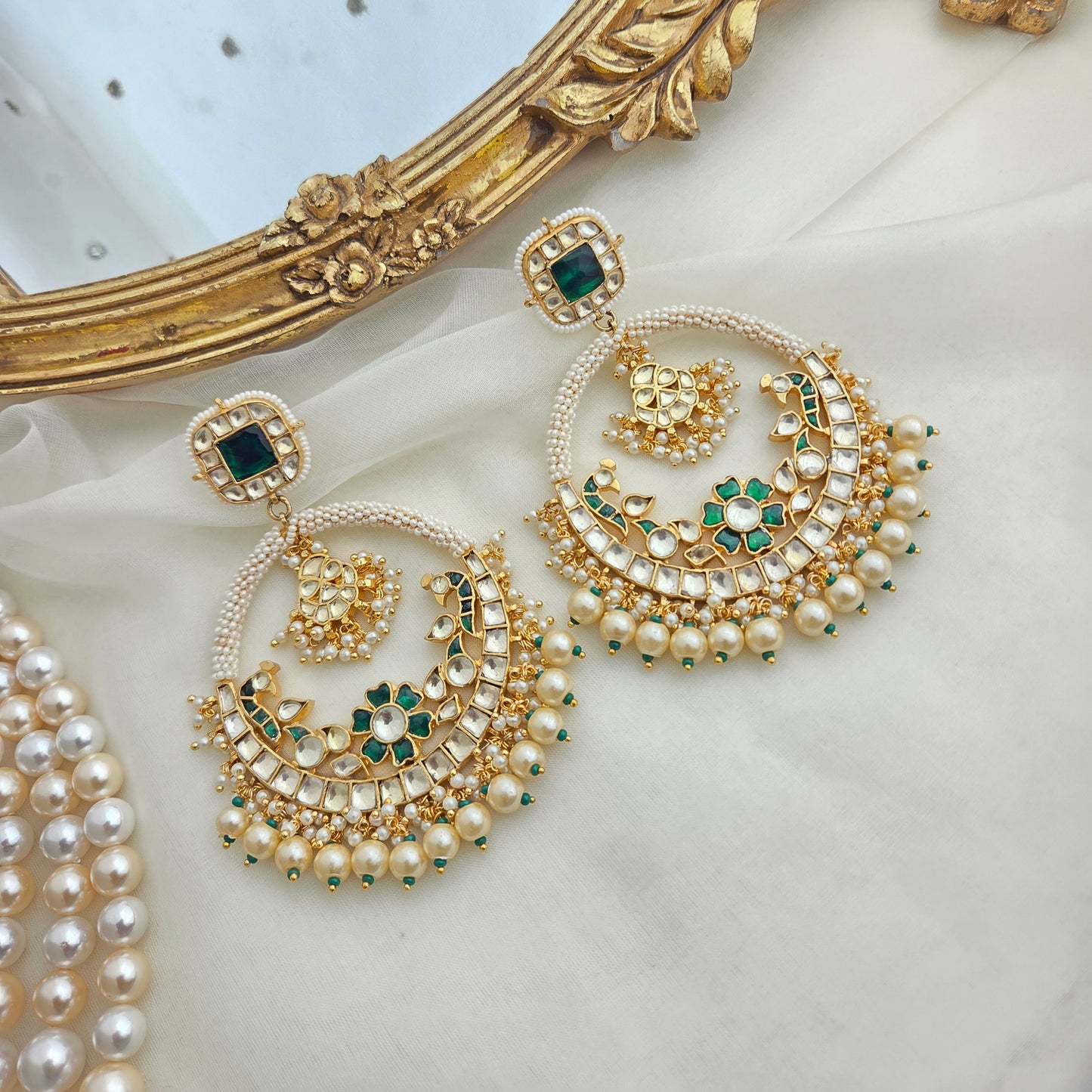 Traditional Pachi kundan chandbali