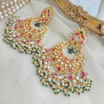 Ruby kundan chandbali earrings