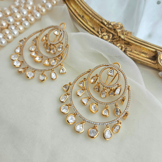 Moissanite polki chandbali