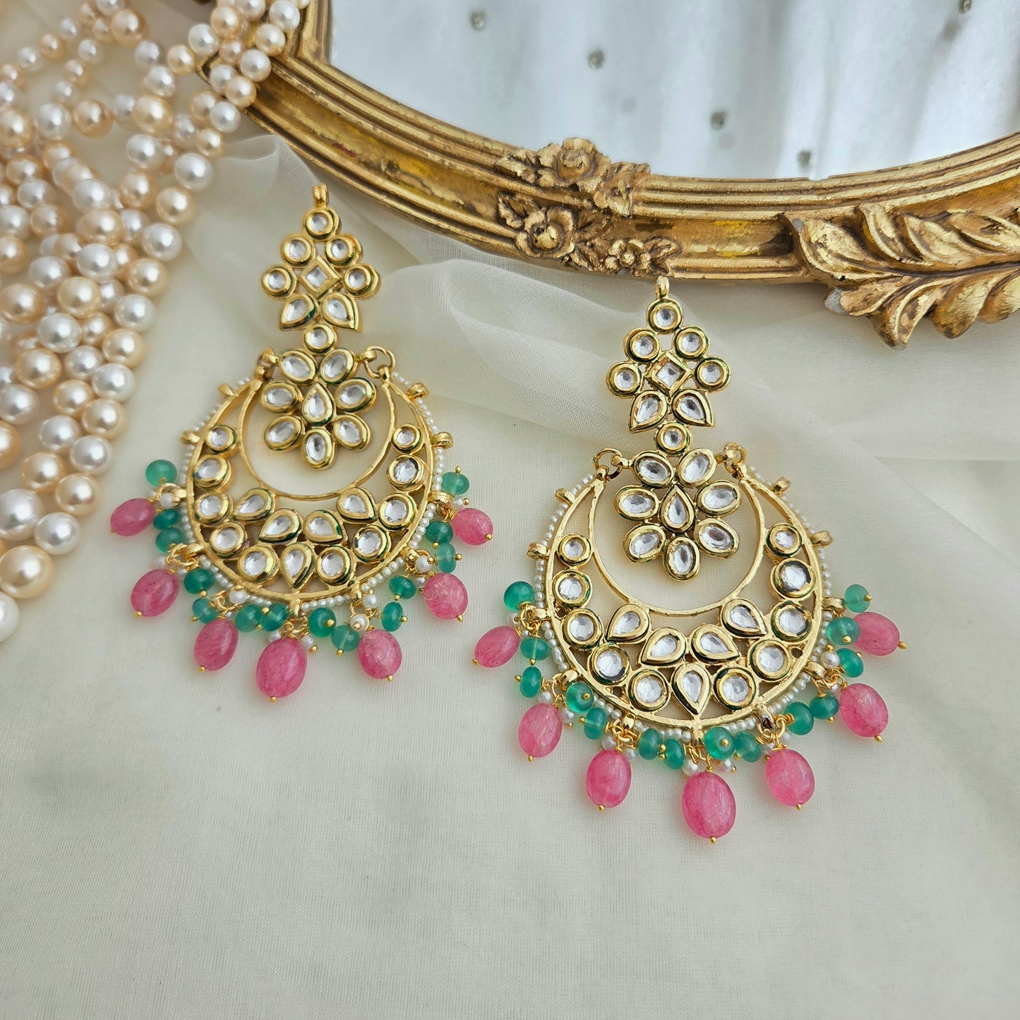 Kundan chandbali earrings