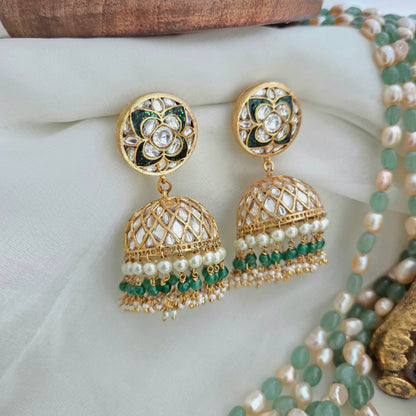 Traditional gold patra jhumki