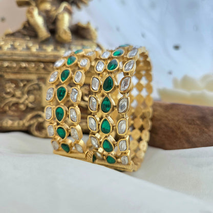 Emerald kundan openable kada ( one pair )
