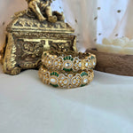 Emerald diamond polki openable kada ( one pair )