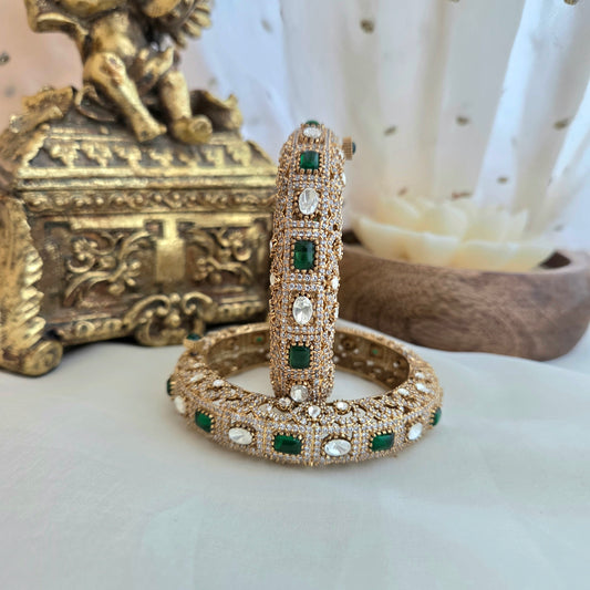 Emerald diamond openable kada ( one pair )