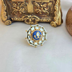 Blue kundan ring