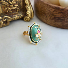 Kundan flourite adjustable ring