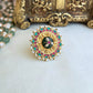 Rajwadi kundan adjustable ring