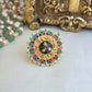 Rajwadi kundan adjustable ring