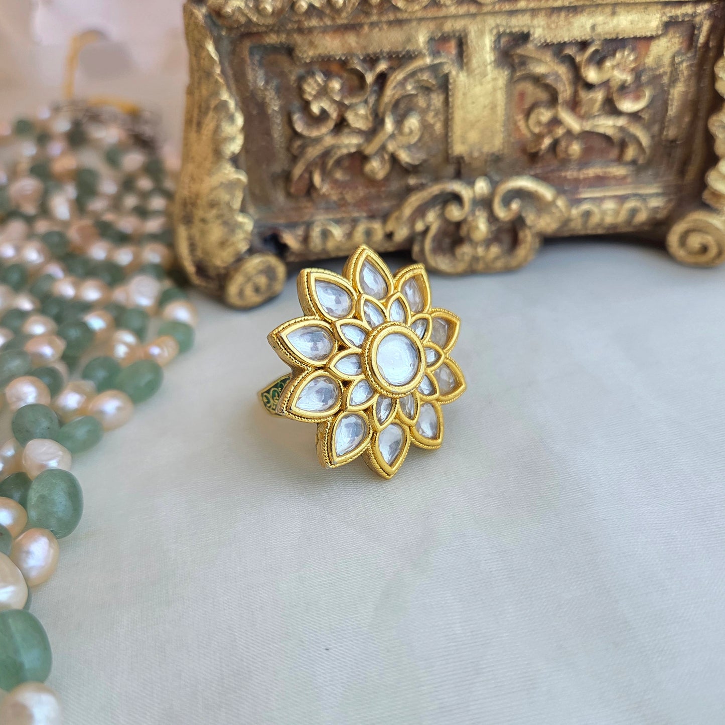 Kundan floral ring