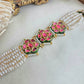 Hot pink kundan and pearl bracelet