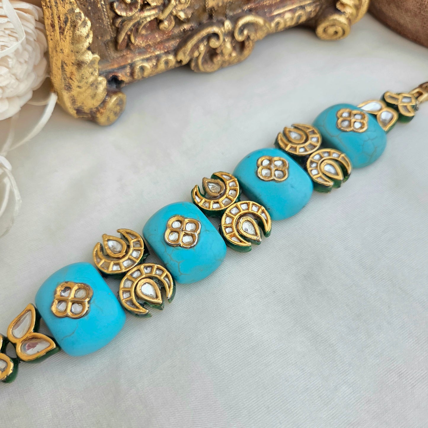 Firoza stones and kundan bracelet
