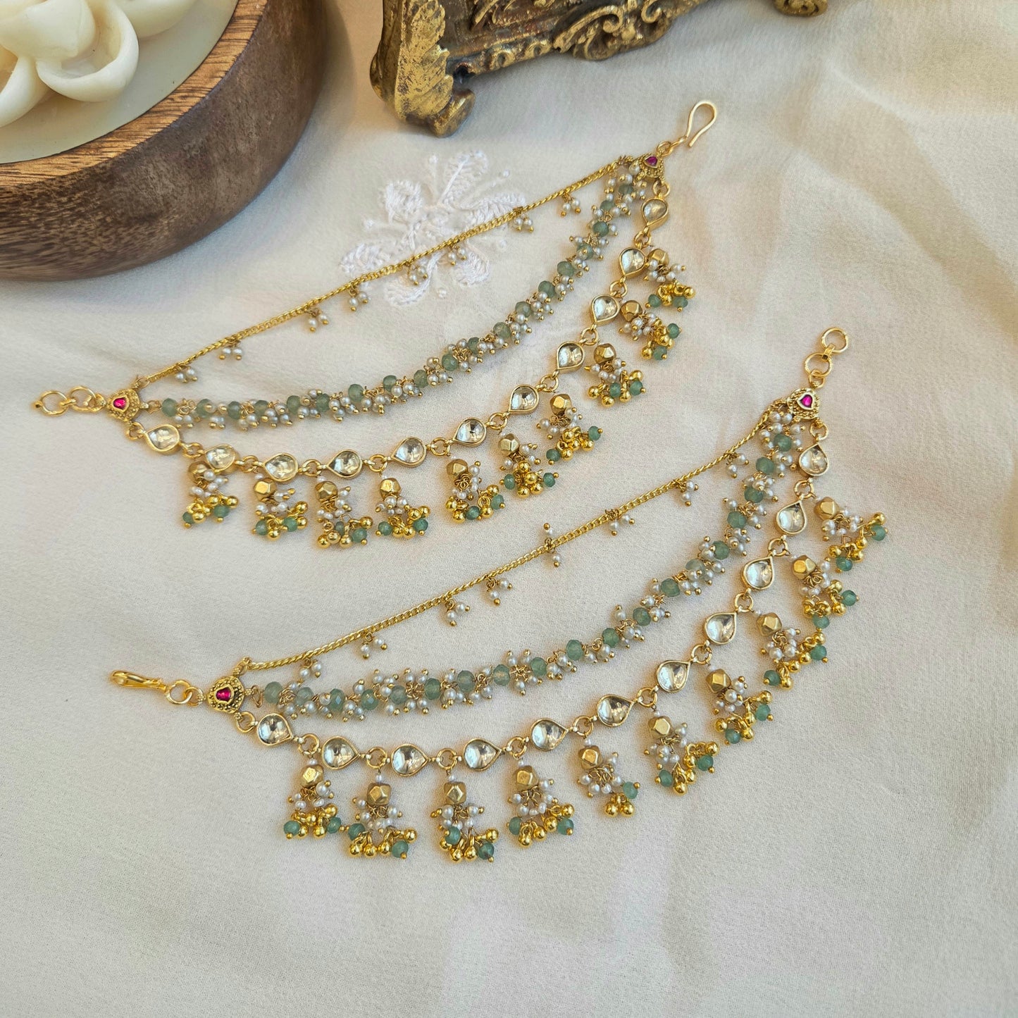 Kundan and pearl earchain